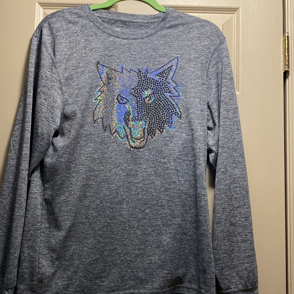 Holloway dry excel moisture managed adult M long sleeve sports bling wolf face